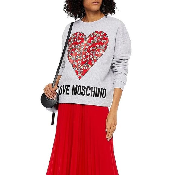 Love Moschino heart French‎ cotton sweatshirt size medium - Picture 3 of 10